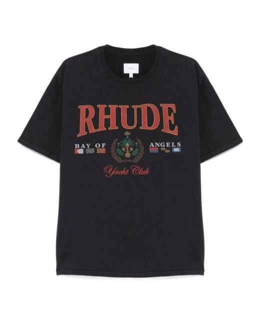 Rhude Black Yacht Club Graphic T-Shirt for men