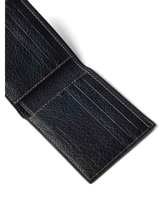 Brunello Cucinelli Blue Logo Embossed Bi-Fold Wallet for men