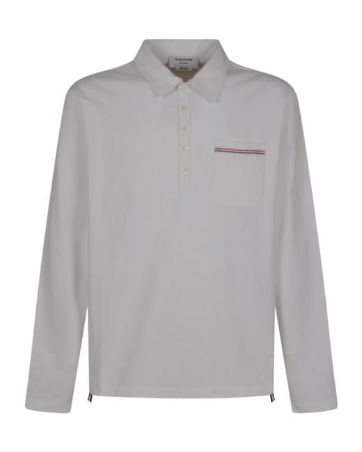 Thom Browne Gray Long-Sleeve Polo Shirt for men