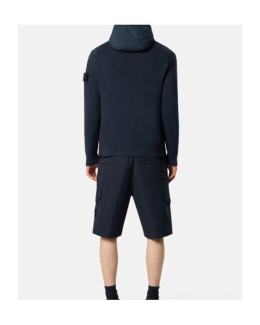 Stone Island Blue Hooded Jacket With Padding And Anti-Drop for men