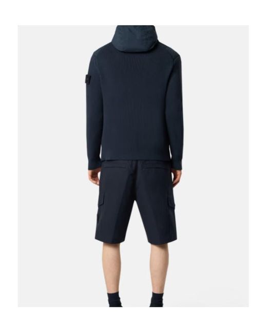 Stone Island Blue Hooded Jacket With Padding And Anti-Drop for men