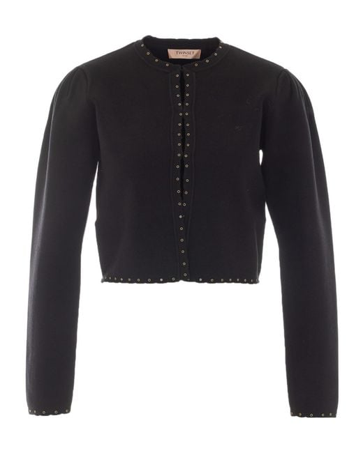 Twinset Blue Crew-Neck Knit Top