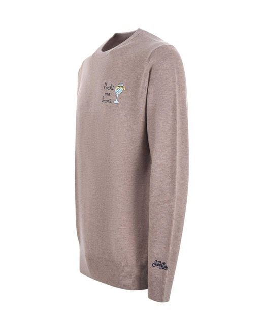 Mc2 Saint Barth Brown Heron Embroidered Crewneck Jumper for men