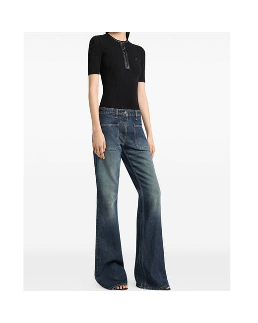 Courreges Blue Embroidered Ac Logo Denim