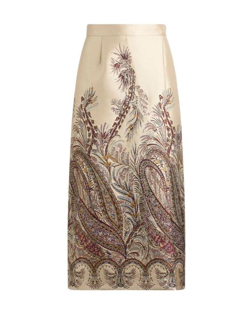 Etro Natural Paisley Jacquard Skirt