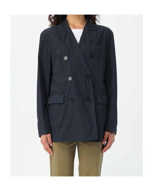 Aspesi Blue Double-Breasted Cotton Blazer