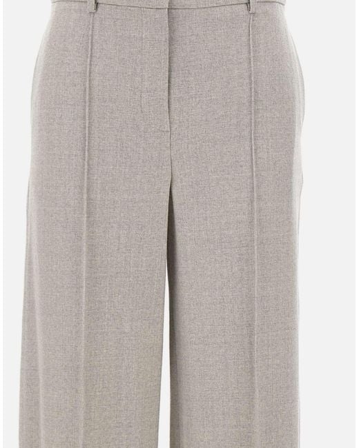 Eleventy Gray Wide-Leg Wool Pants