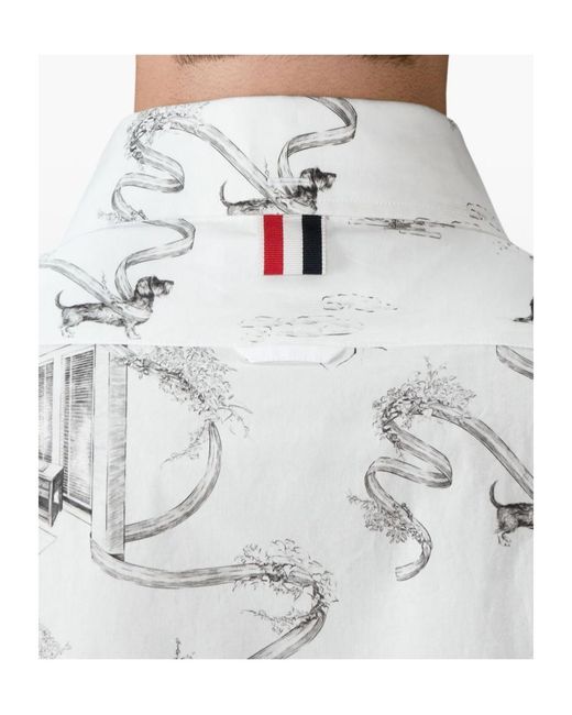 Thom Browne White Short-Sleeved Buttoned Shirt for men