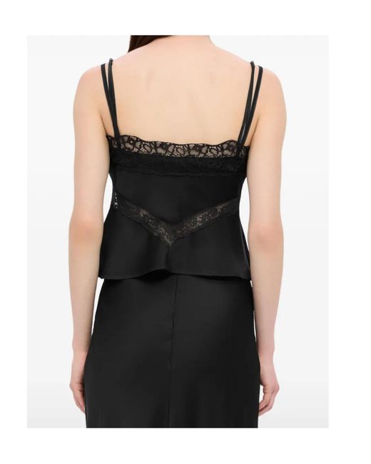 MSGM Black Lace Trim Camisole Top