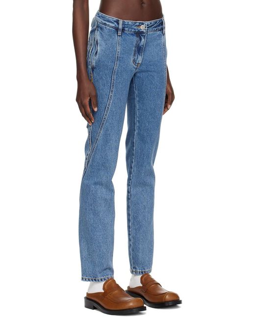 Adererror Blue Stitched Belt-Loop Jeans for men