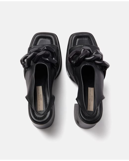 Stella McCartney Black Chain-Linked Slip-On Heeled Sandals