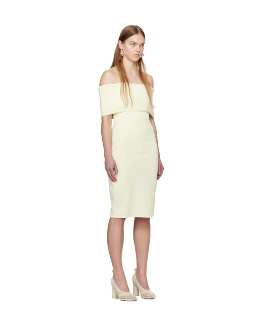 Bottega Veneta Natural Off-The-Shoulder Fitted Dress