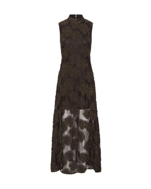 ROTATE BIRGER CHRISTENSEN Black Floral Embroidered Sleeveless Dress