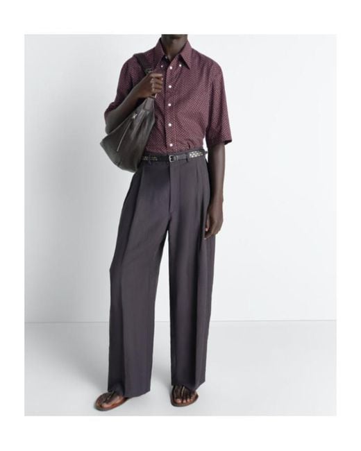 Lemaire Purple Print Short-Sleeve Shirt for men