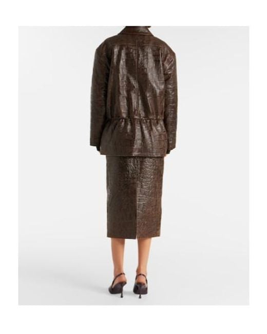 Emilia Wickstead Brown Norcutt Croc-Effect Leather Jacket