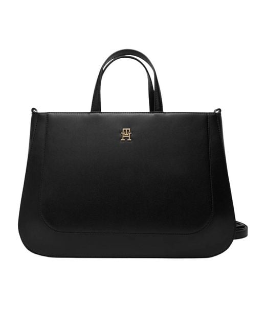 Tommy Hilfiger Black Logo-Detail Tote Bag