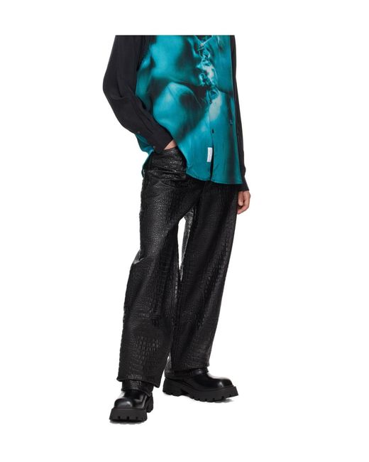 Eytys Black Embossed Straight Leg Pants for men