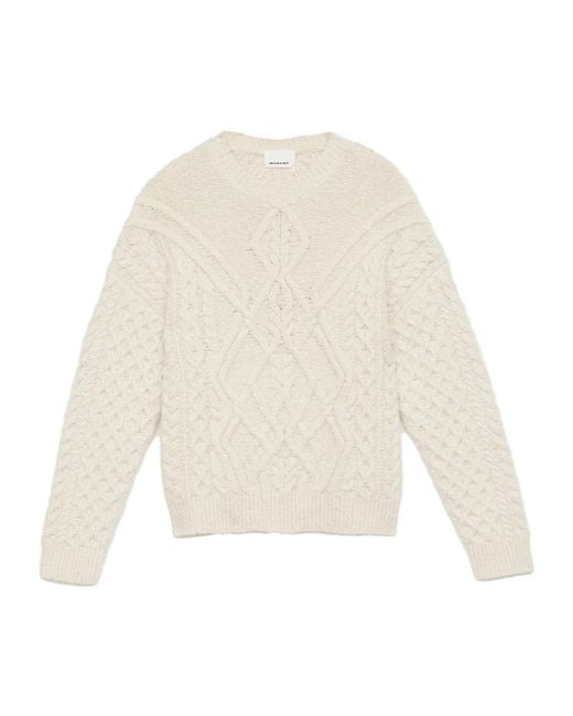 Isabel Marant White Harold Cable Knitted Sweater for men