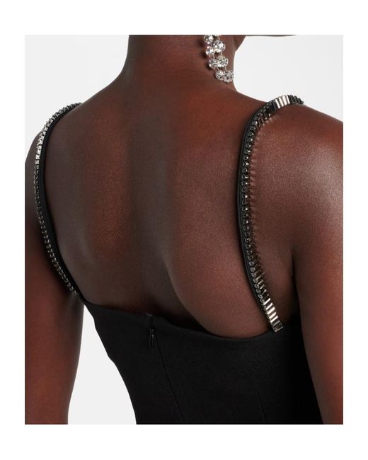 Roland Mouret Black Crystal-Embellished Crêpe Minidress
