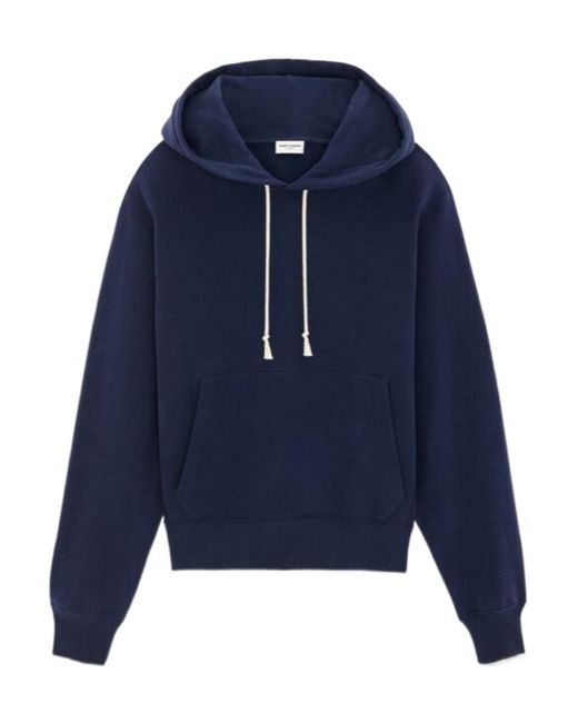 Saint Laurent Blue Cotton Cassandre Hoodie For for men