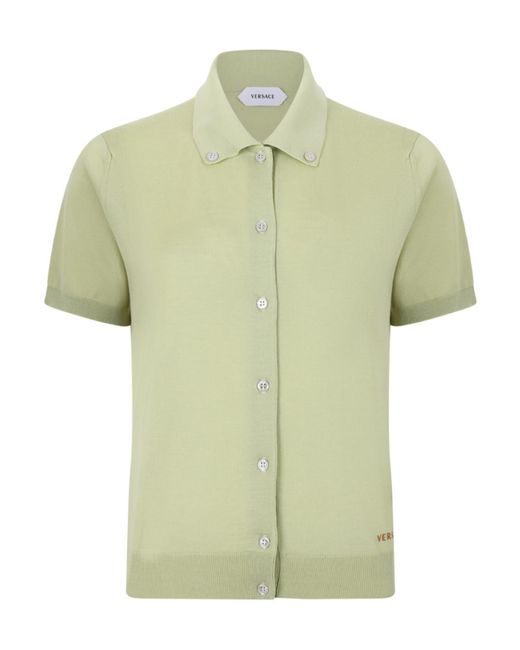 Versace Green Button-Down Short-Sleeve Shirt