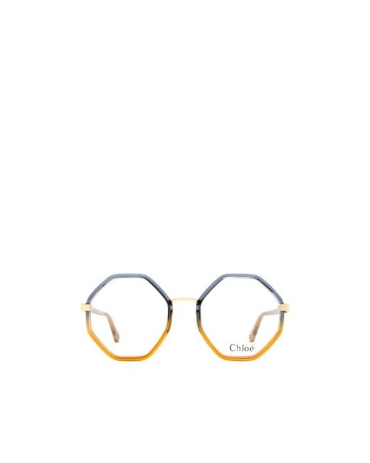 Chloé Metallic Chloé Eyewear Hexagonal-Frame Glasses