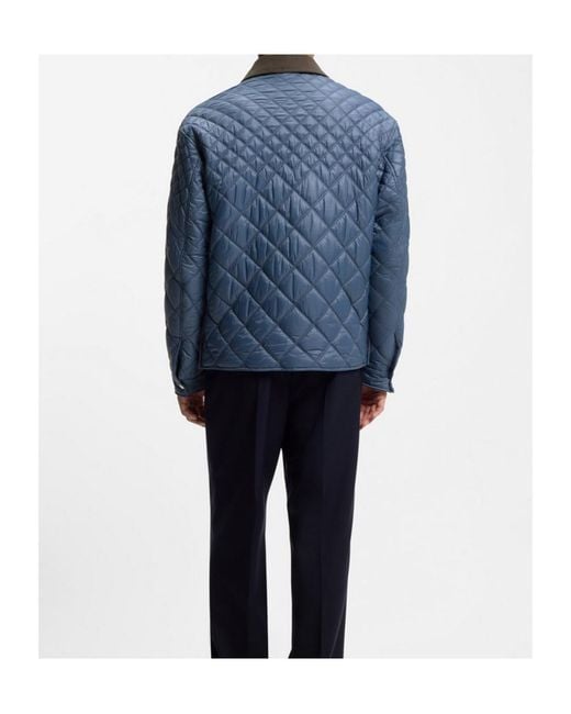 Boss Blue Long-Sleeved Cotton-Padded Jacket for men