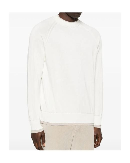 Eleventy White Crew-Neck Sweater for men