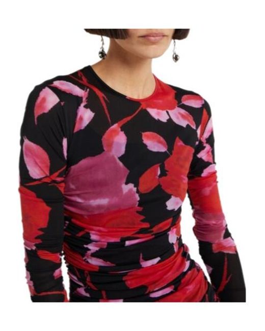 Blumarine Red Long-Sleeve Dress