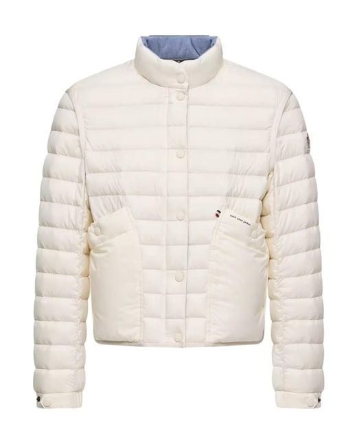 Moncler White Grenoble Madulains Logo Patch Quilted Jacket