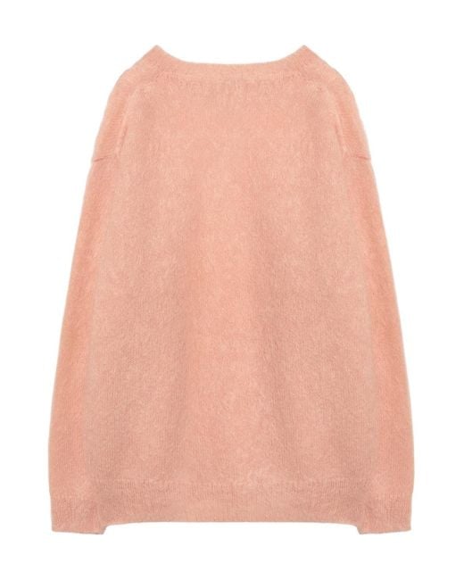Auralee Pink Mohair And Wool Blend Pullover Sweater for men