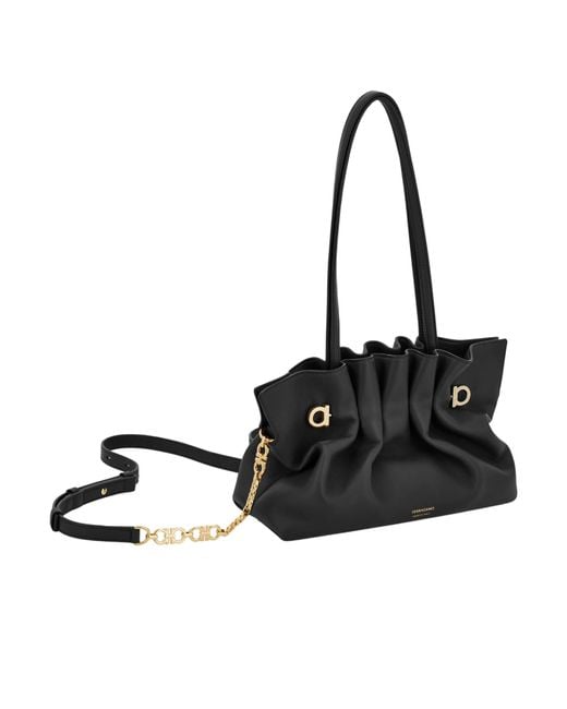 Ferragamo Black Small Piercing Shoulder Bag