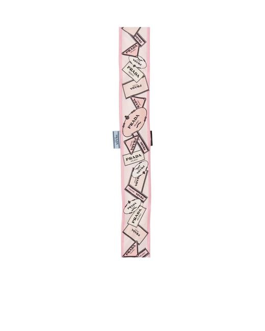 Prada White Printed Long Scarf