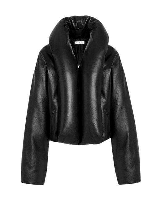 Alaïa Black Padded Leather Bomber Jacket