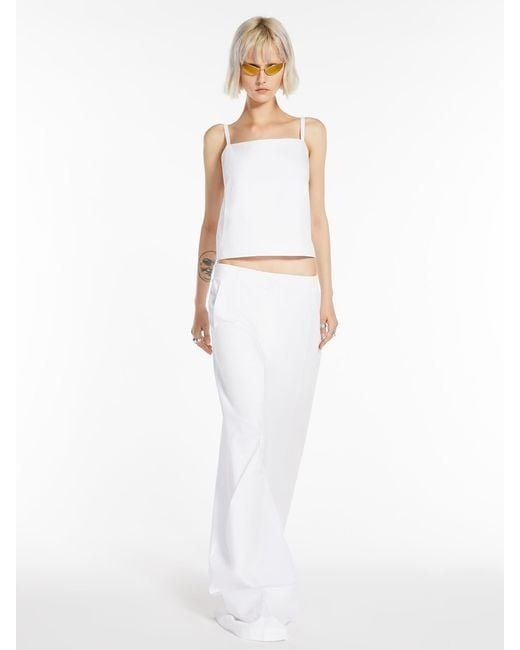 Sportmax White High Waist Wide Leg Pants