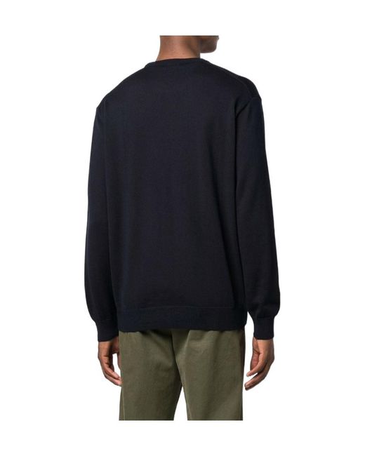 Paul & Shark Blue Embroidered Logo Virgin Wool Sweater for men