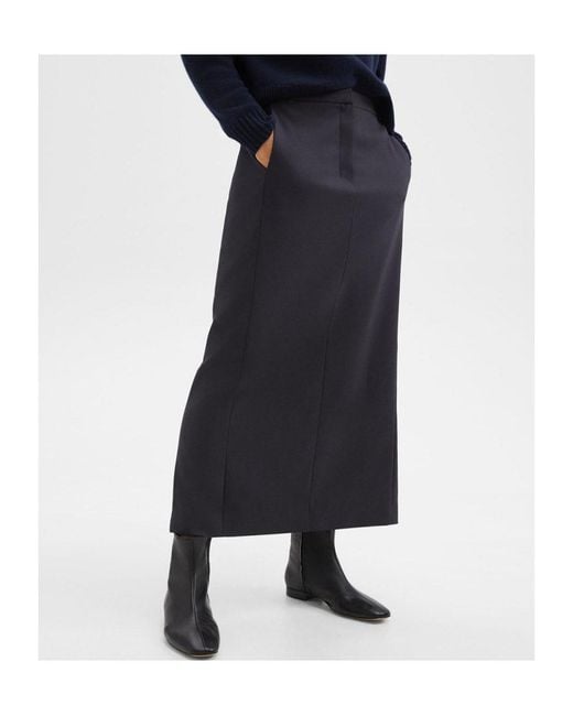 Theory Blue Stretch Flannel Maxi Skirt