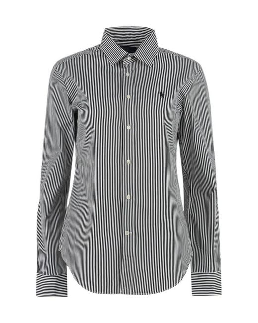 Polo Ralph Lauren Gray Slim Fit Striped Shirt