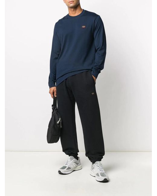 Paul & Shark Blue Logo Patch Long-Sleeve Top for men
