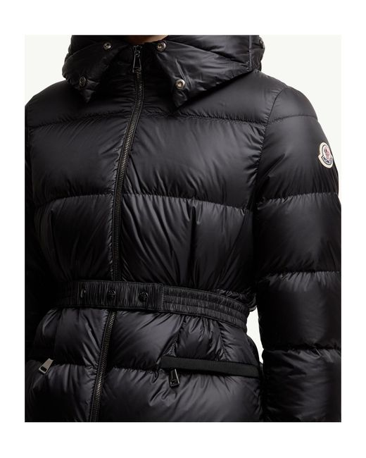 Moncler Black Boed Hooded Shearling-Trimmed Short Down Jacket