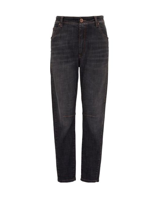 Brunello Cucinelli Black Equestrian Straight-Leg Jeans