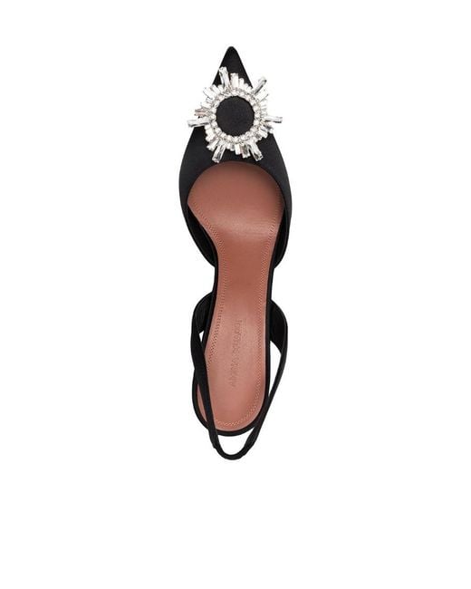 AMINA MUADDI Black Begum Crystal-Buckle Slingback Pumps