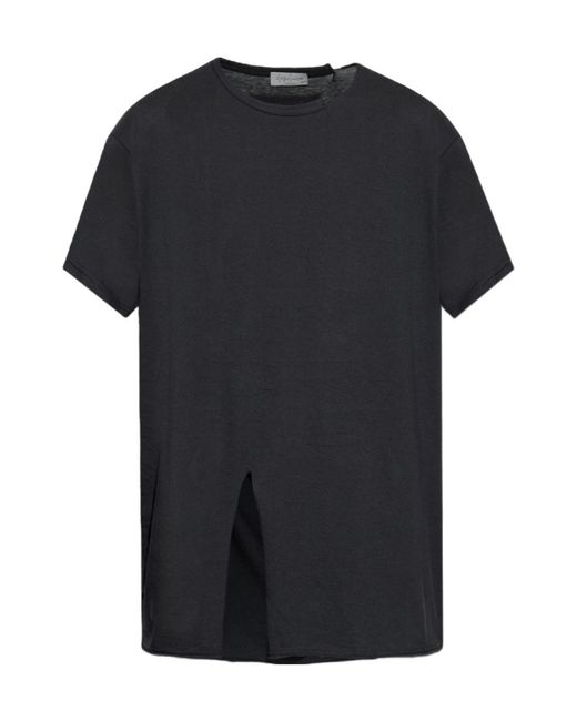 Yohji Yamamoto Black T-Shirt With A Slit for men