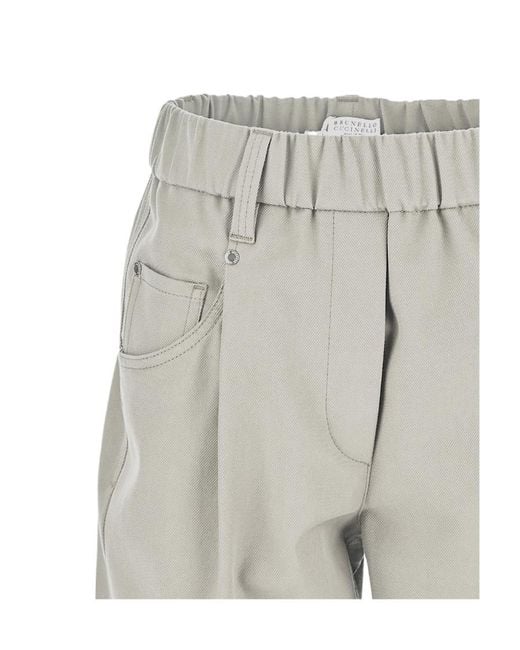 Brunello Cucinelli Natural High Waist Straight Leg Trousers