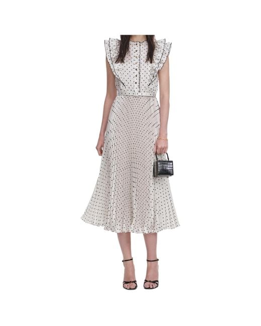 Self-Portrait Multicolor Polka Dot Midi Dress