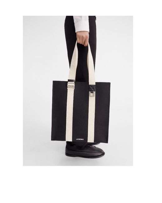Jacquemus Black Le Cabas Cuerda Logo Plaque Tote Bag for men