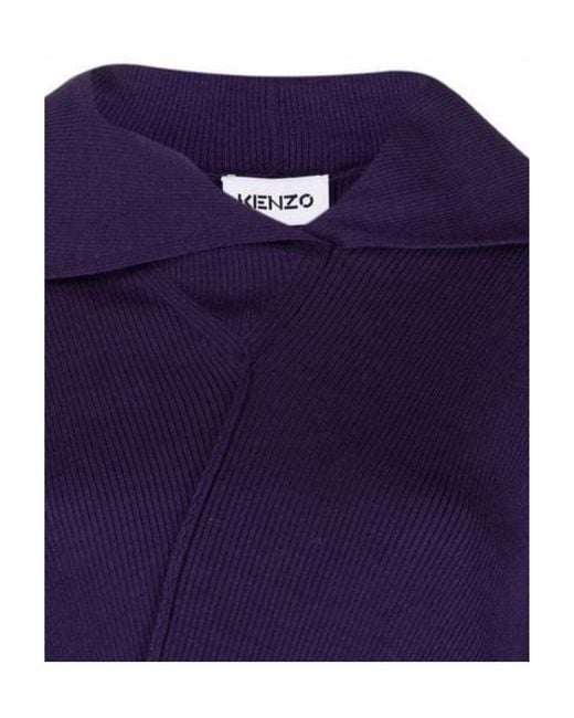 KENZO Blue Foldover Collar Jumper