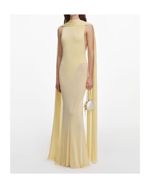 Self-Portrait Natural Viscose Knit Scarf Maxi Dress