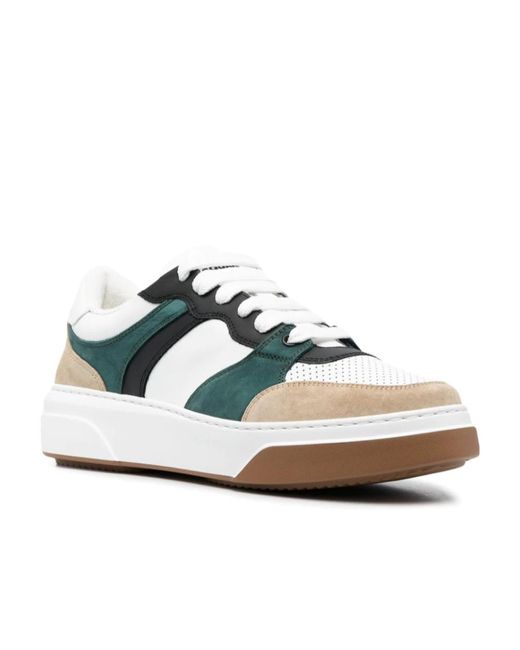 DSquared² White Panelled Lace-Up Sneakers for men