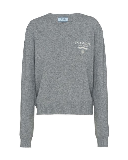 Prada Gray Cashmere And Silk Sweater